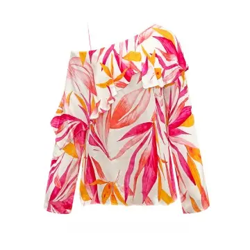 DYON Asymmetric Print Blouse with Evovero Viscose D25-9124